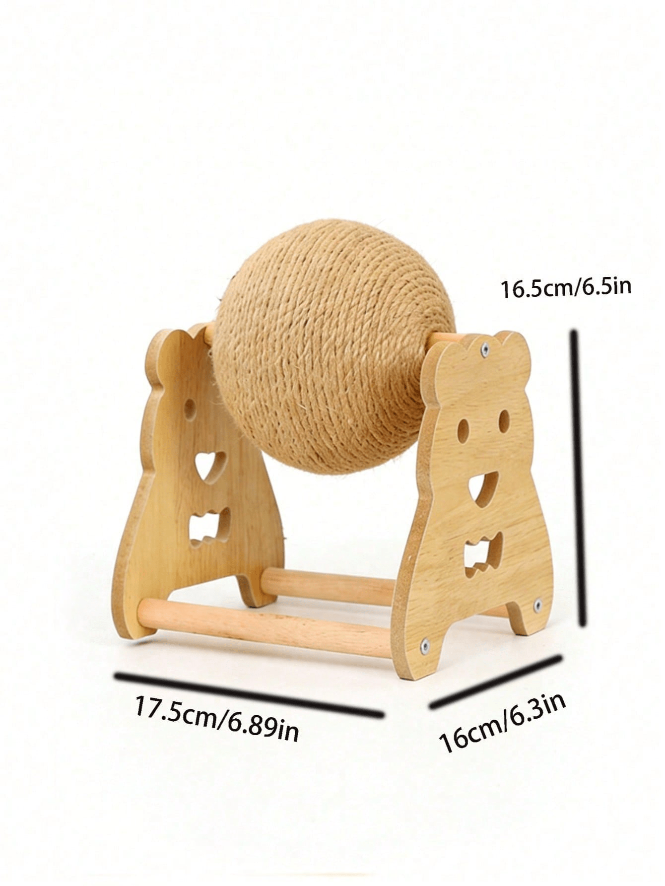 Sisal cat scratching post featuring a vertical roller ball in Lucky Elephant Cat Paw design for cats.