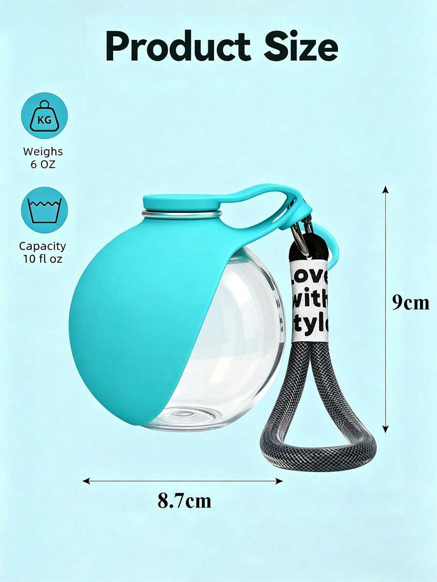Portable 2-in-1 stainless steel dog water bottle with a colorblock design and foldable bowl, 285 ml capacity for dogs and cats.