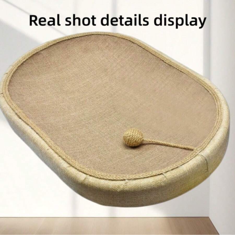 Plain oval cat scratching board bed with sisal rope mat for indoor cats