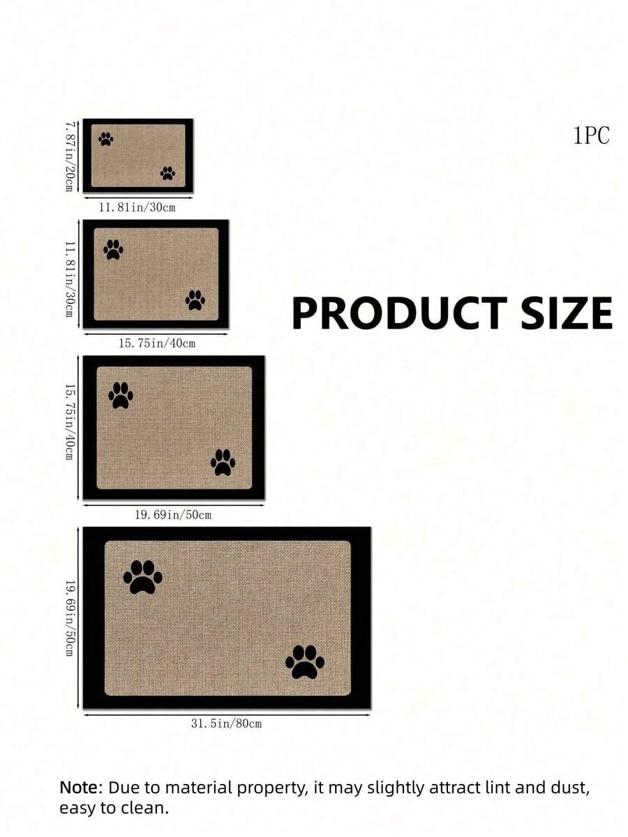 Black and white cartoon diatomite pet feeding mat placed under dog and cat food and water bowls to catch spills.