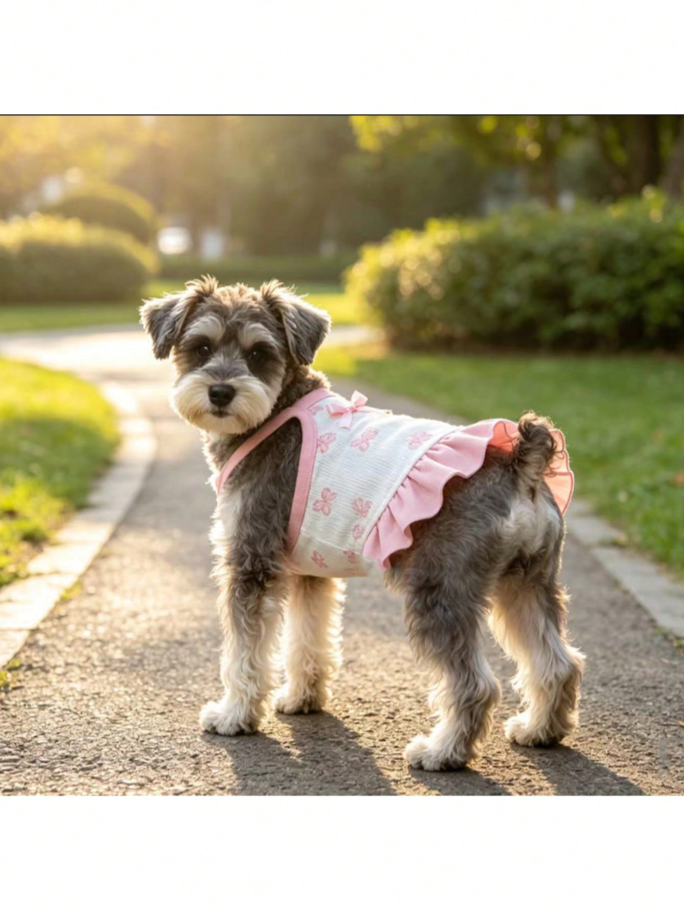 Cherry Print Pet Dress, Sleeveless Ruffle Hem Breathable For Small Dogs And Cats, Suitable For Poodle Teddy Chihuahua, Anti-Shedding