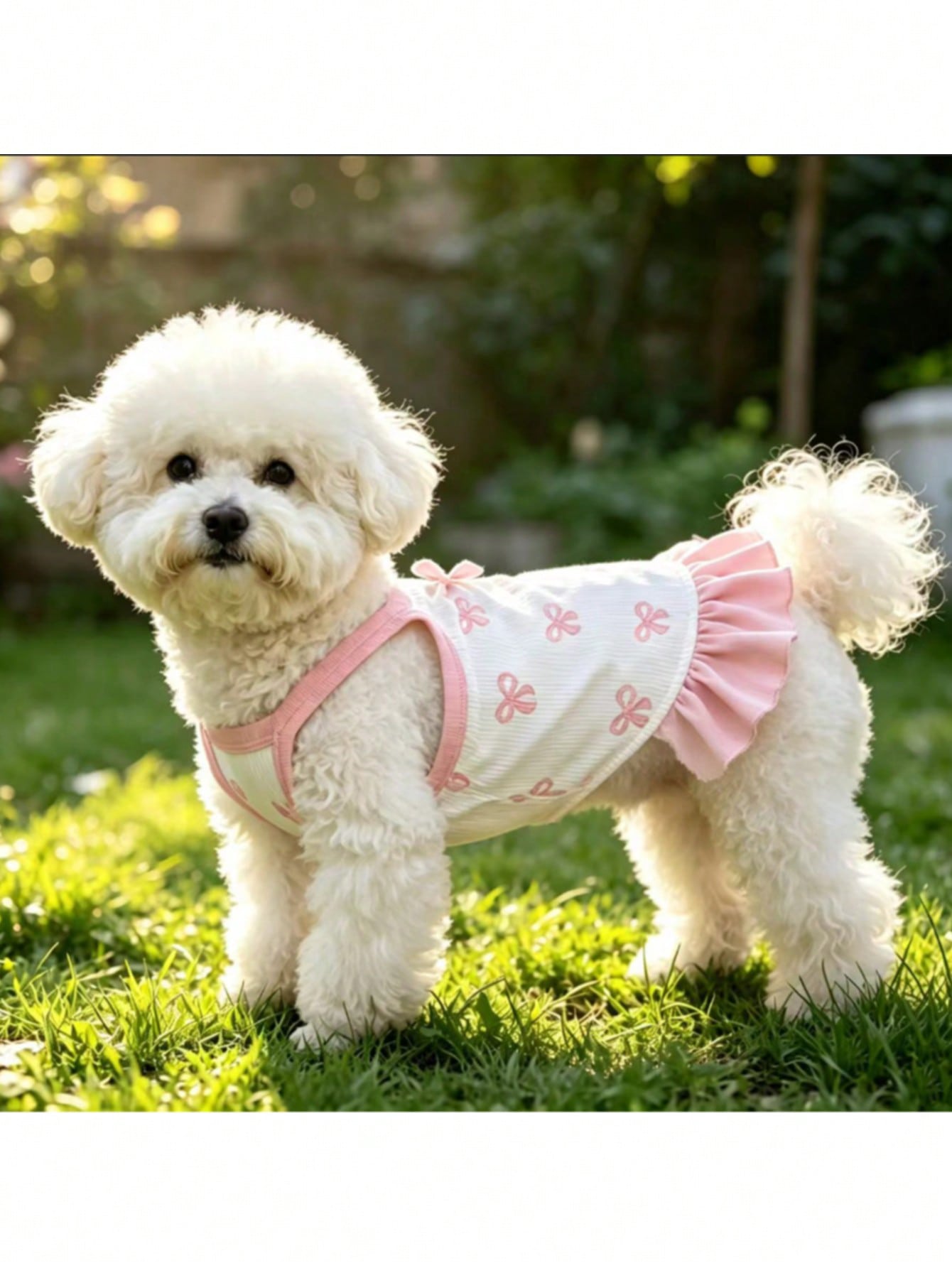Cherry Print Pet Dress, Sleeveless Ruffle Hem Breathable For Small Dogs And Cats, Suitable For Poodle Teddy Chihuahua, Anti-Shedding