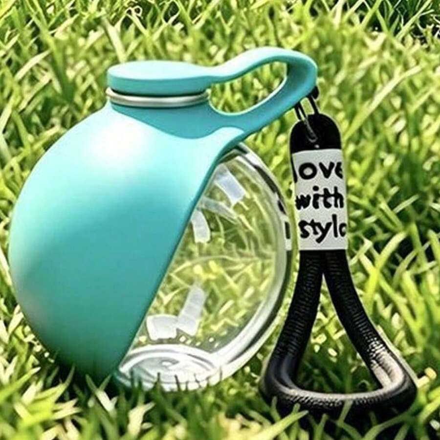 Portable 2-in-1 stainless steel dog water bottle with a colorblock design and foldable bowl, 285 ml capacity for dogs and cats.