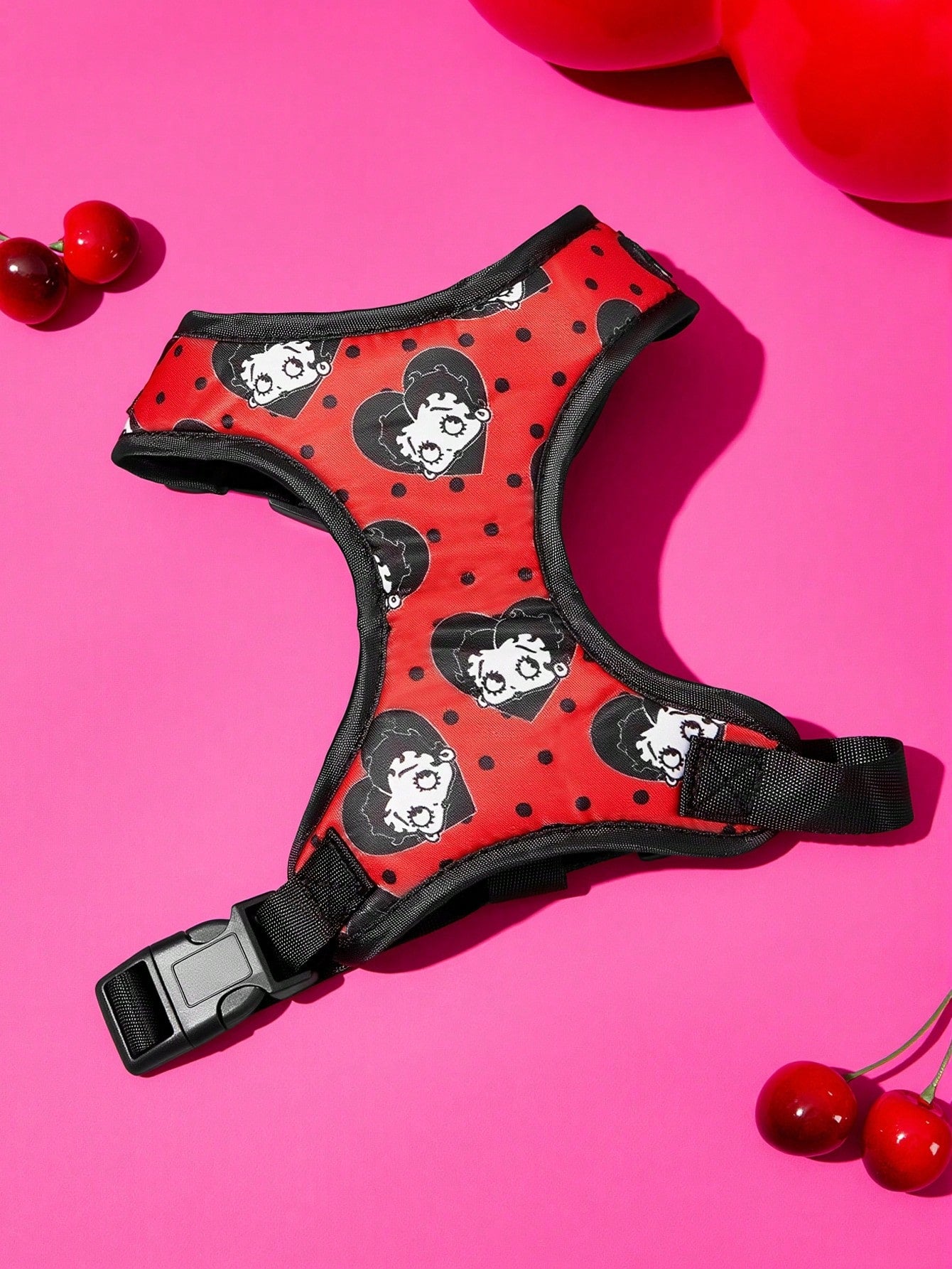 Multicolor cartoon pattern polyester pet harness and leash set with adjustable harness length for cats and dogs