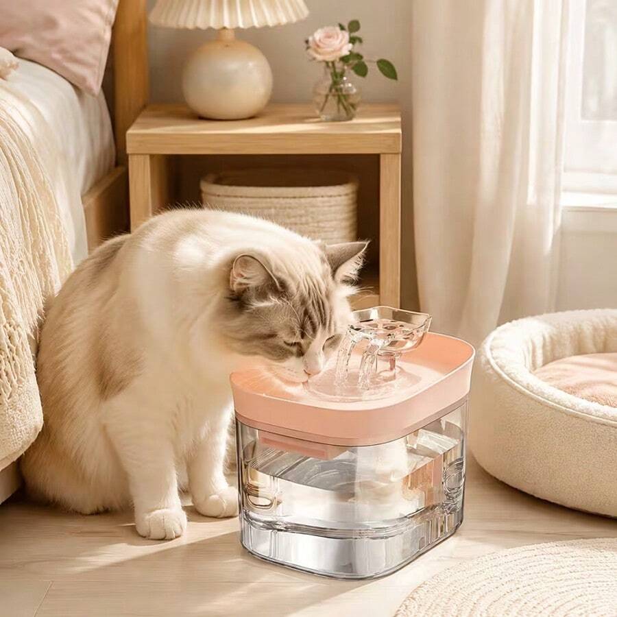 1.8L automatic circulating pet water fountain dispenser with USB power connection for cats and dogs