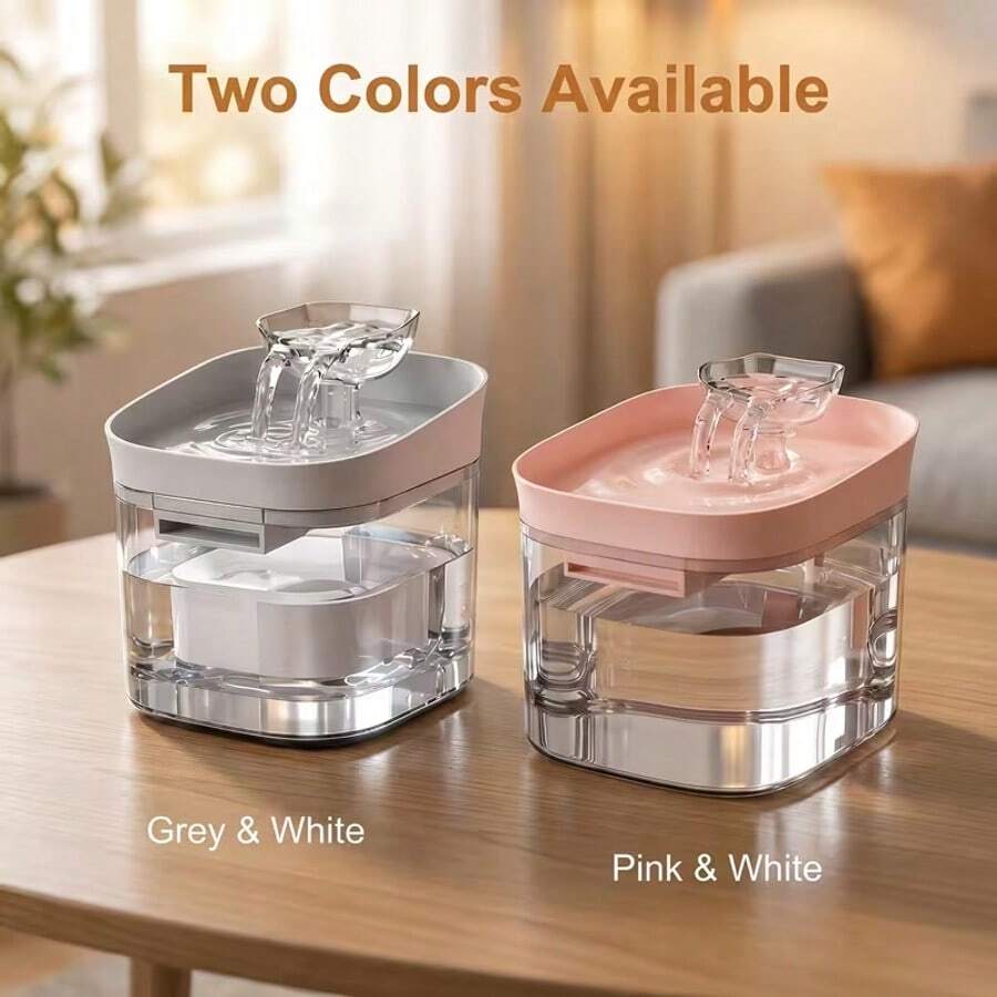 1.8L automatic circulating pet water fountain dispenser with USB power connection for cats and dogs
