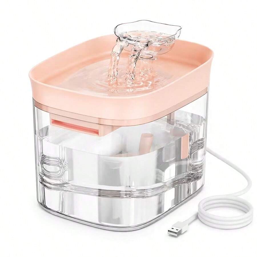 1.8L automatic circulating pet water fountain dispenser with USB power connection for cats and dogs