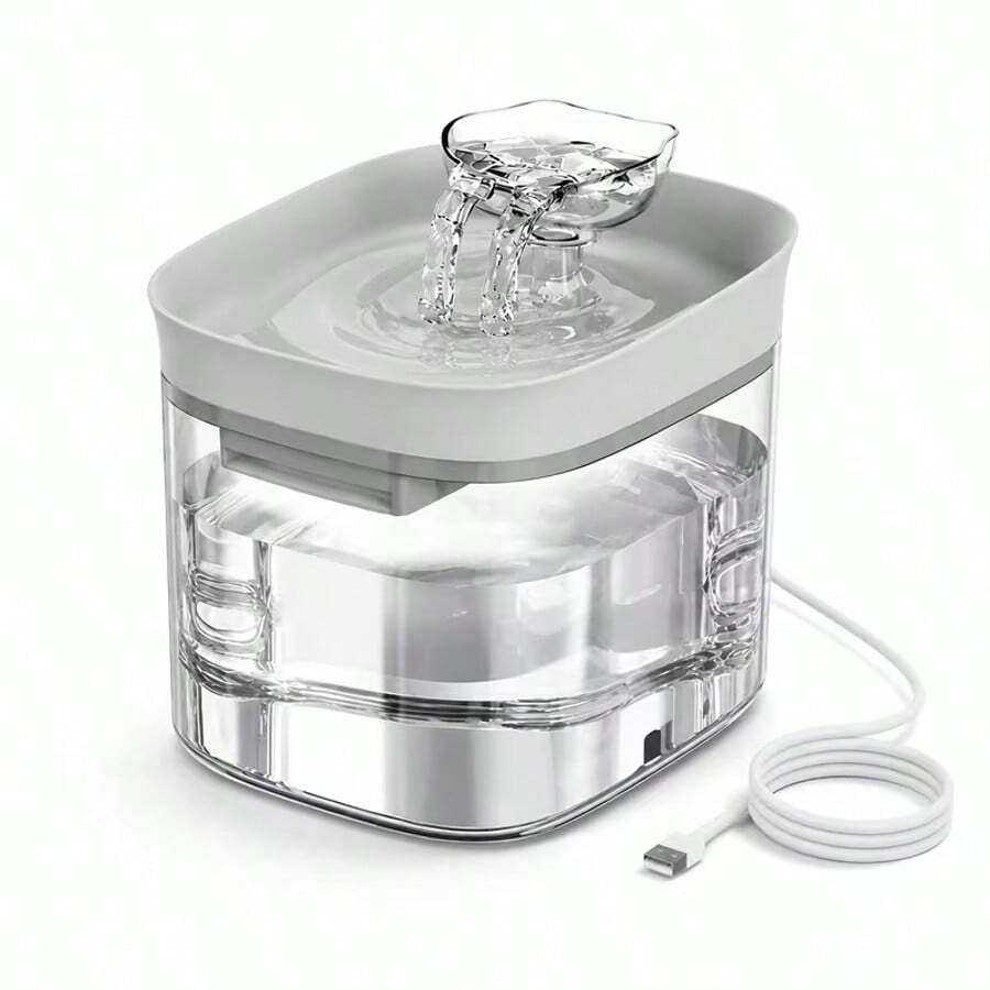 1.8L automatic circulating pet water fountain dispenser with USB power connection for cats and dogs