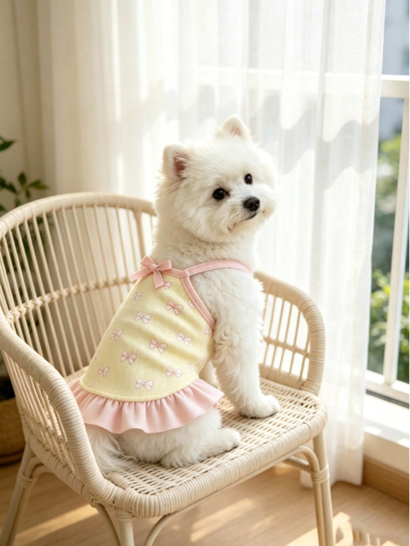 Cherry Print Pet Dress, Sleeveless Ruffle Hem Breathable For Small Dogs And Cats, Suitable For Poodle Teddy Chihuahua, Anti-Shedding