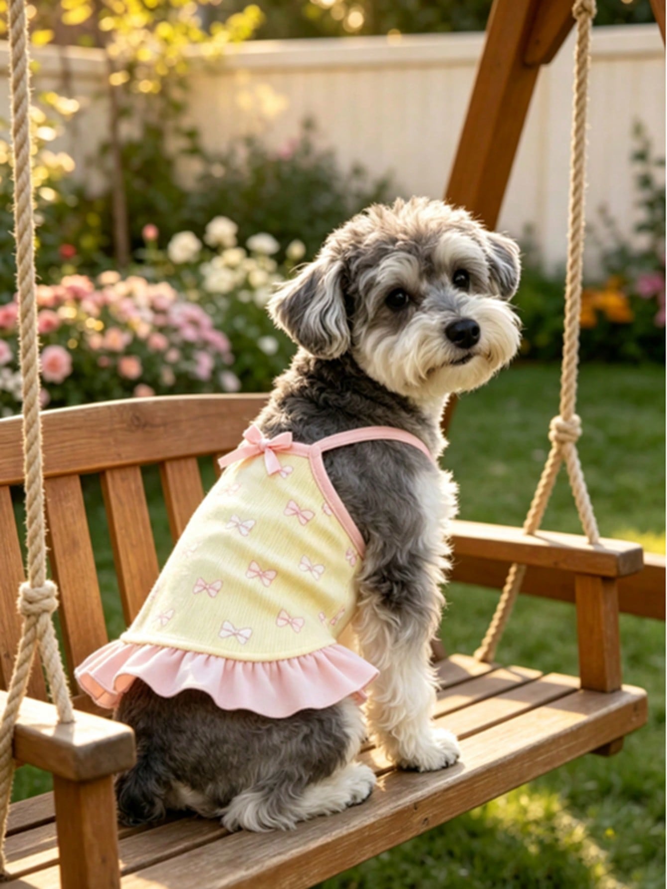 Cherry Print Pet Dress, Sleeveless Ruffle Hem Breathable For Small Dogs And Cats, Suitable For Poodle Teddy Chihuahua, Anti-Shedding