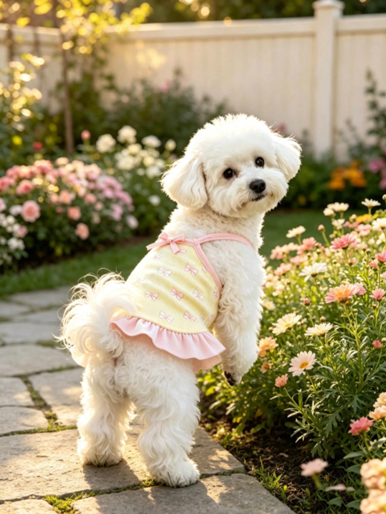 Cherry Print Pet Dress, Sleeveless Ruffle Hem Breathable For Small Dogs And Cats, Suitable For Poodle Teddy Chihuahua, Anti-Shedding