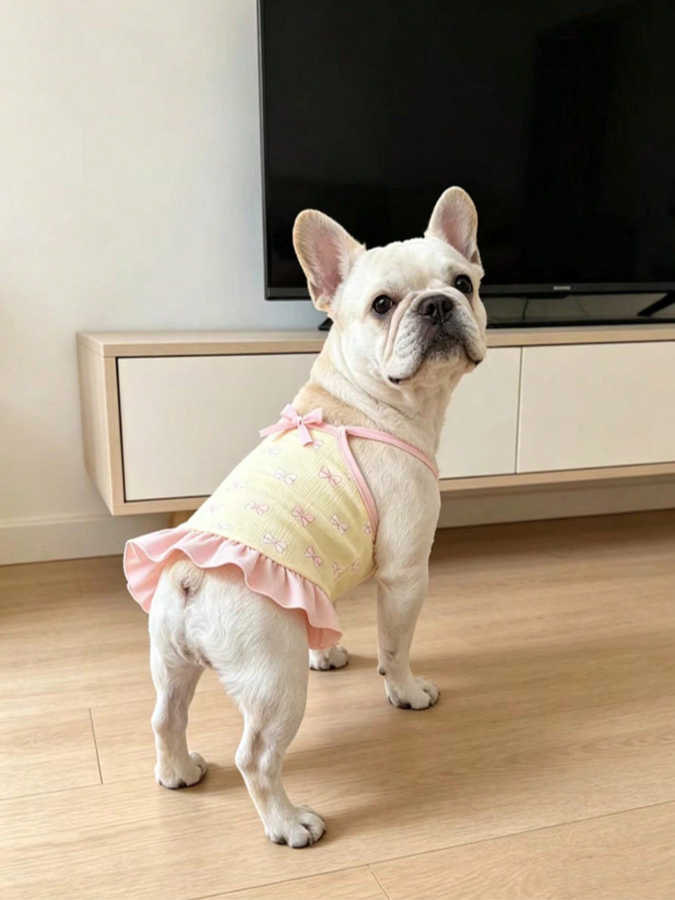 Cherry Print Pet Dress, Sleeveless Ruffle Hem Breathable For Small Dogs And Cats, Suitable For Poodle Teddy Chihuahua, Anti-Shedding