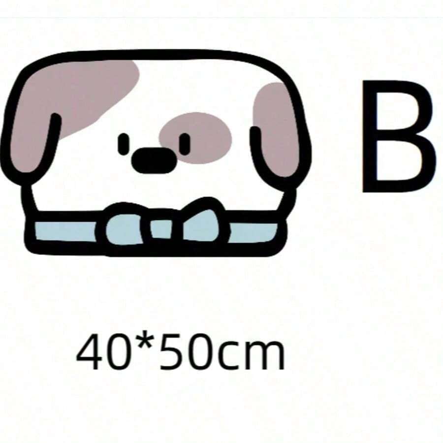 Multicolor cartoon hand-painted style pet feeding mat for cats and dogs, water-absorbing polyester pet bowl placemat.