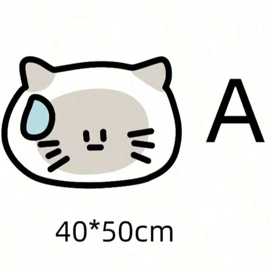 Multicolor cartoon hand-painted style pet feeding mat for cats and dogs, water-absorbing polyester pet bowl placemat.