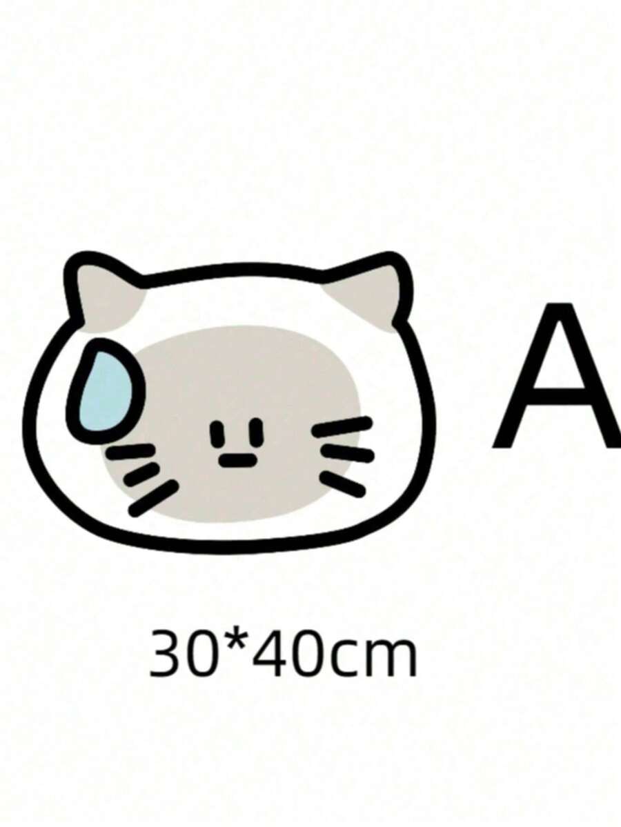 Multicolor cartoon hand-painted style pet feeding mat for cats and dogs, water-absorbing polyester pet bowl placemat.