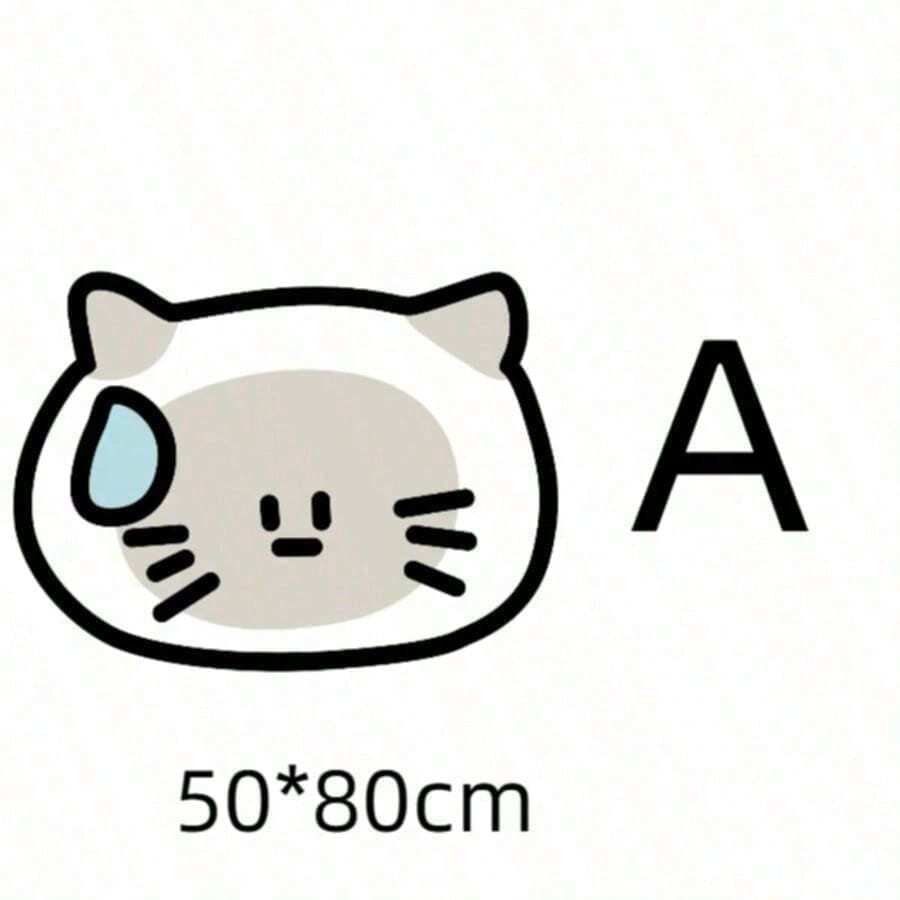 Multicolor cartoon hand-painted style pet feeding mat for cats and dogs, water-absorbing polyester pet bowl placemat.