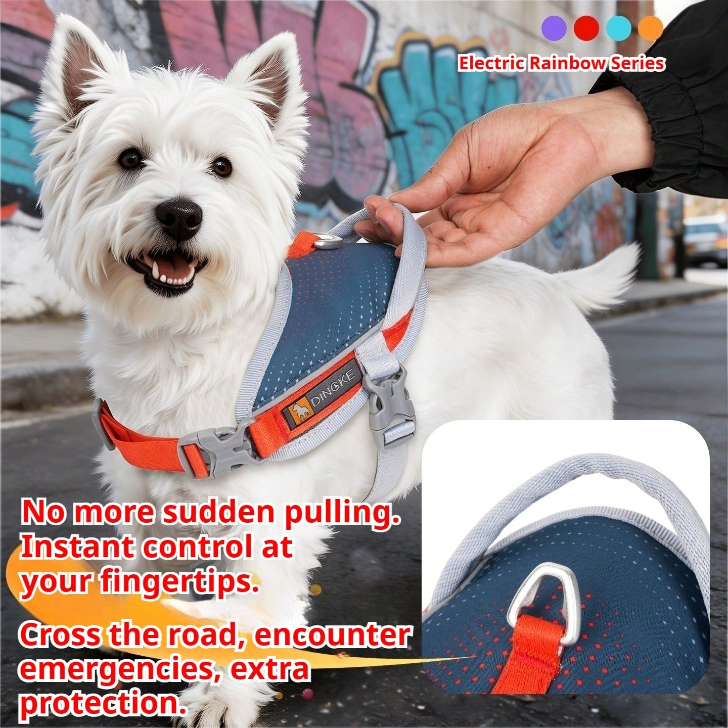 Anti-Pull Anti-Escape Reflective Pet Harness, Comfortable Breathable Mesh Lining, High-Quality Space Aluminum Leash D-Ring, Lightweight No-Burden Design, Anti-Pull Auxiliary Handle, Suitable For Medium And Small Dogs, Home And Outdoor Use. Close-Range