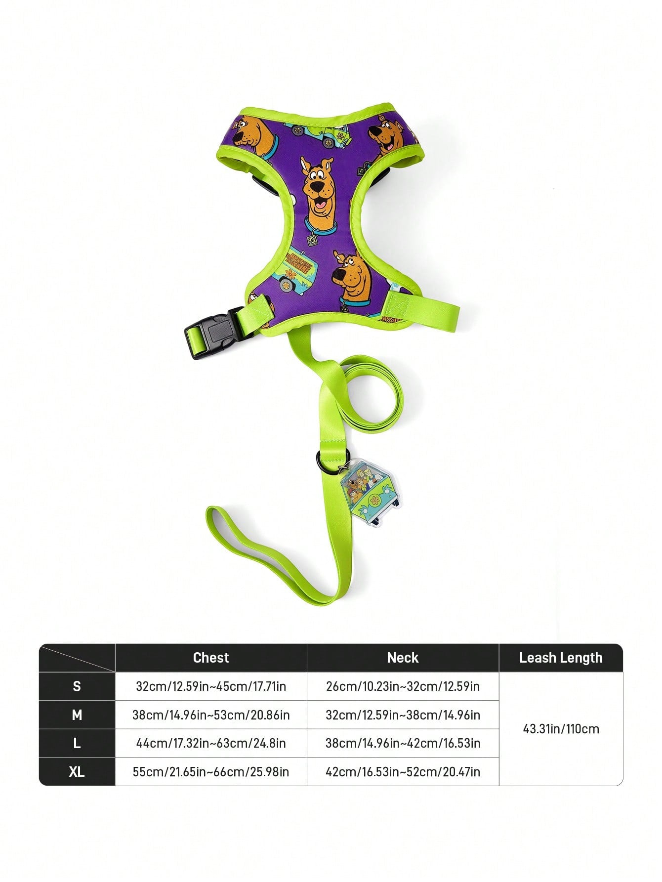Multicolor cartoon pattern pet collar and leash set with adjustable polyester straps and portable storage bag for cats and dogs
