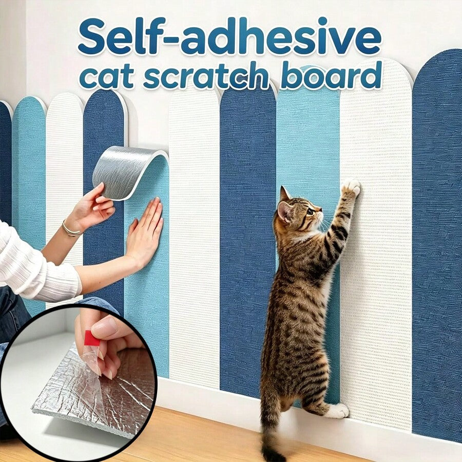 Self-adhesive plain polyester cat scratch guard pad designed for wall and sofa furniture protection against cat scratching.