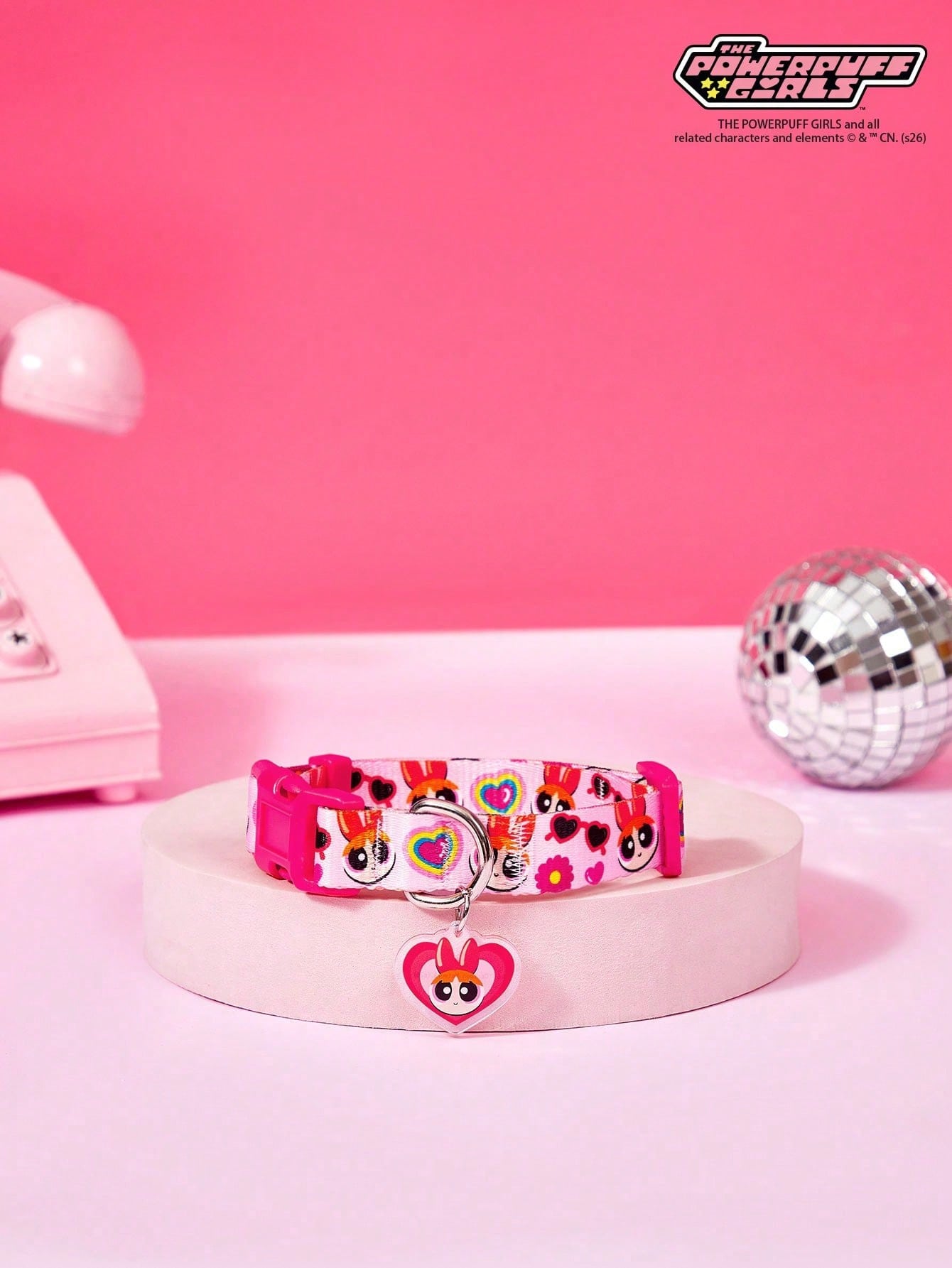 Green polyester X PENSIN pet collar with cartoon pattern and matching pendant for cats and dogs