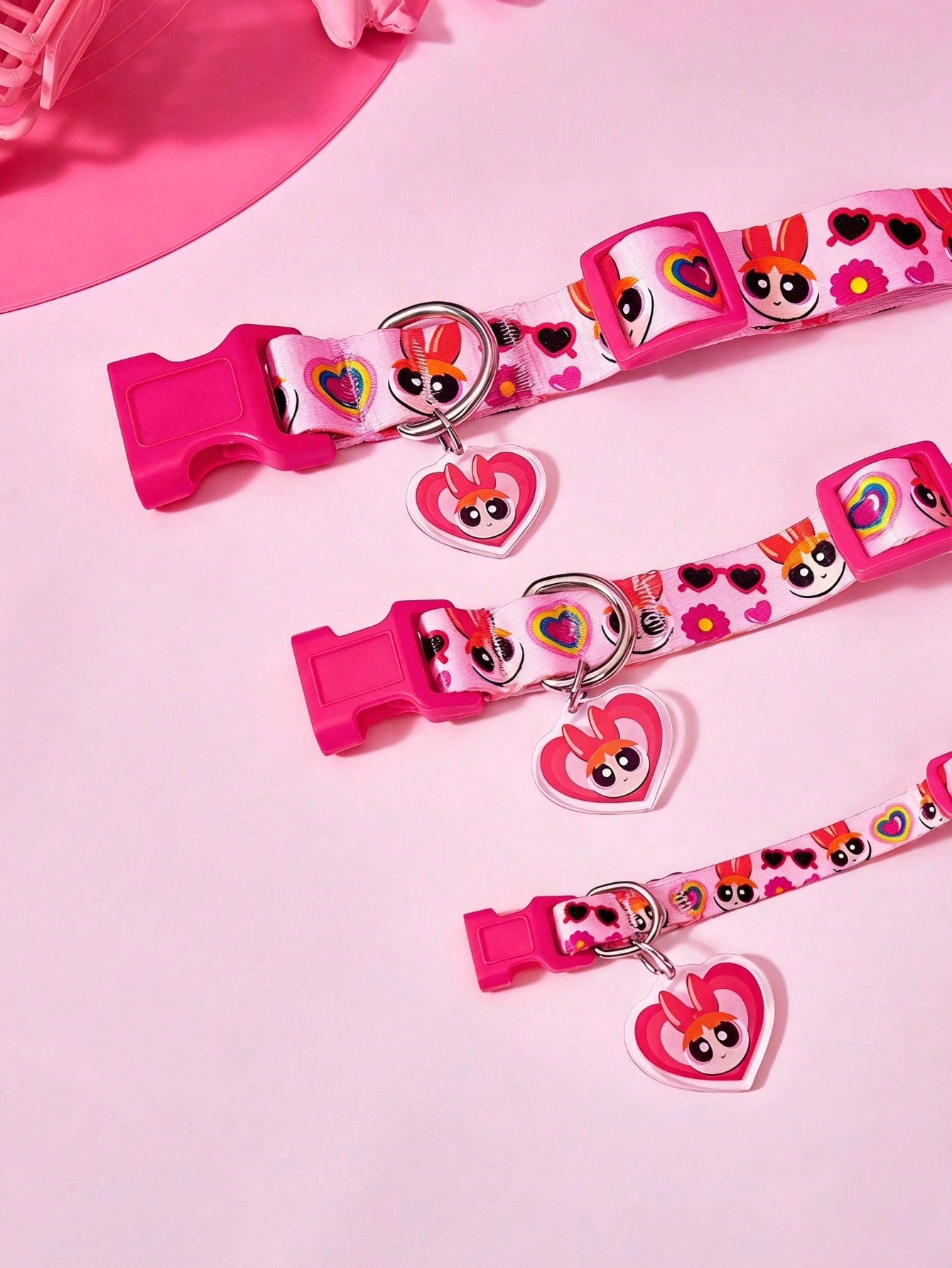 Green polyester X PENSIN pet collar with cartoon pattern and matching pendant for cats and dogs