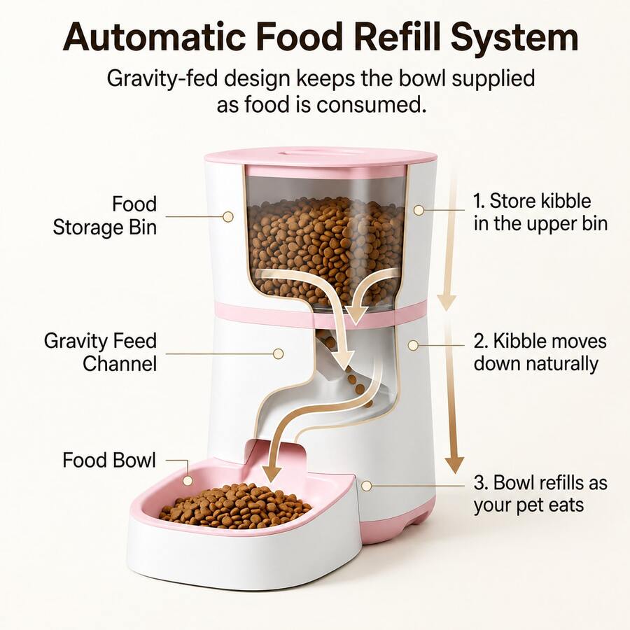 2-in-1 automatic pet feeder with 121.73oz food capacity and 60.87oz circulating water dispenser for indoor cats and small dogs
