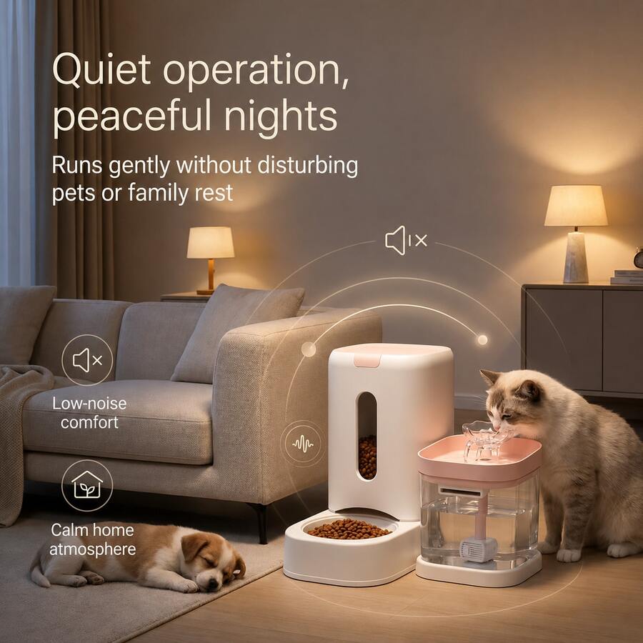 2-in-1 automatic pet feeder with 121.73oz food capacity and 60.87oz circulating water dispenser for indoor cats and small dogs