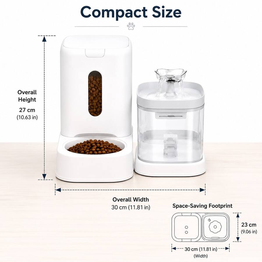 2-in-1 automatic pet feeder with 121.73oz food capacity and 60.87oz circulating water dispenser for indoor cats and small dogs