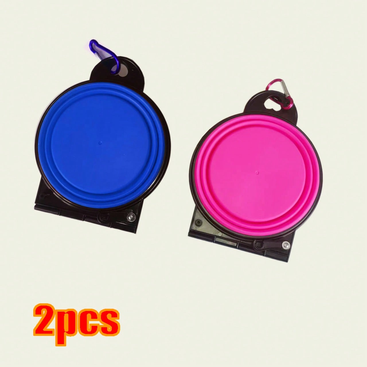 2 In 1 Portable Foldable Pet Double Bowl Collapsible TPE Food Water Bowl Suitable For Dogs Puppies Outdoor Walking Travel Camping Daily Pet Feeding Supplies