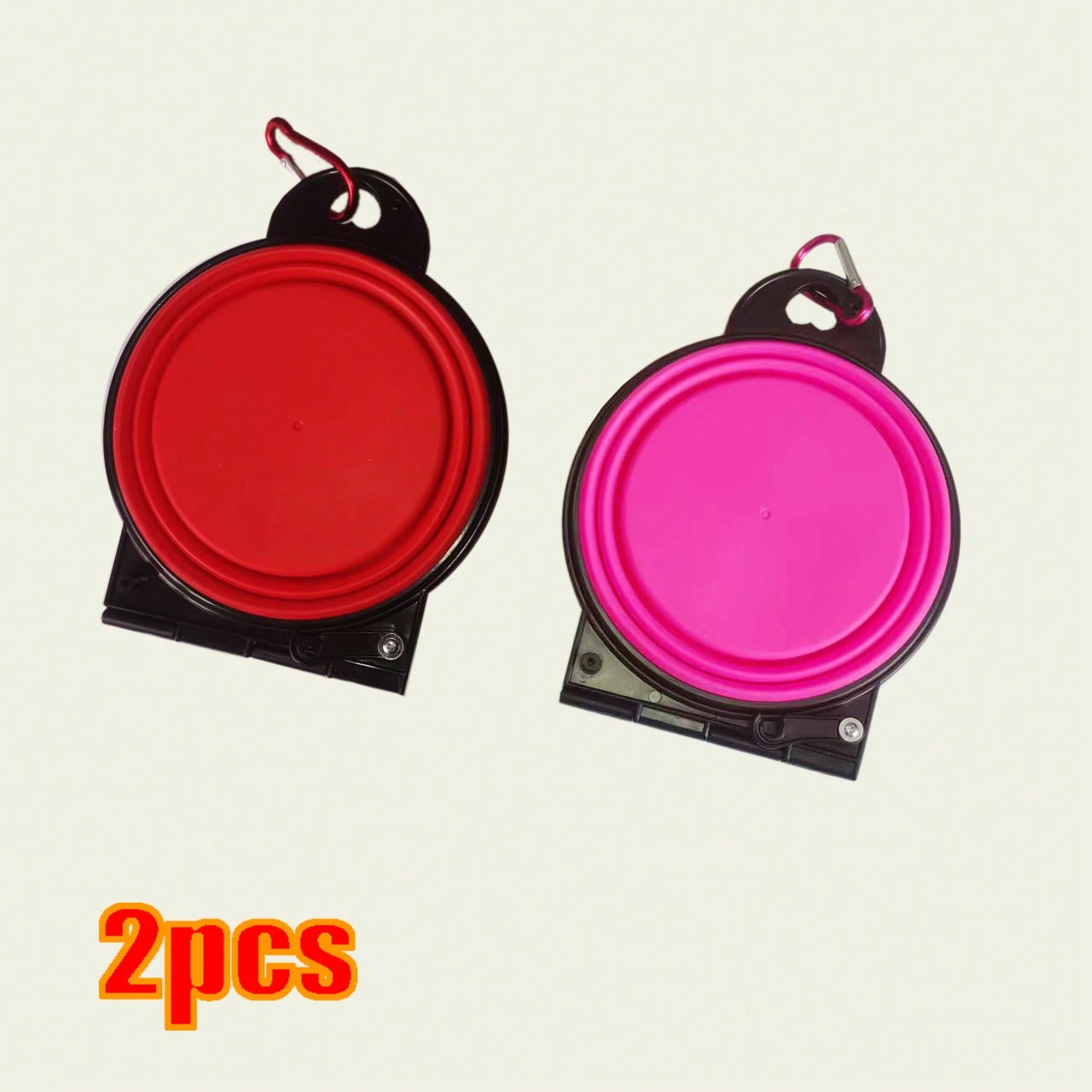 2 In 1 Portable Foldable Pet Double Bowl Collapsible TPE Food Water Bowl Suitable For Dogs Puppies Outdoor Walking Travel Camping Daily Pet Feeding Supplies