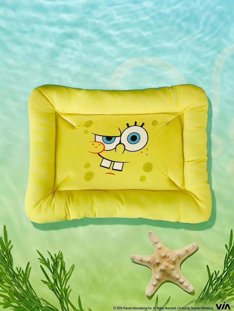 Yellow SpongeBob SquarePants memory foam pet nest bed for cats and dogs