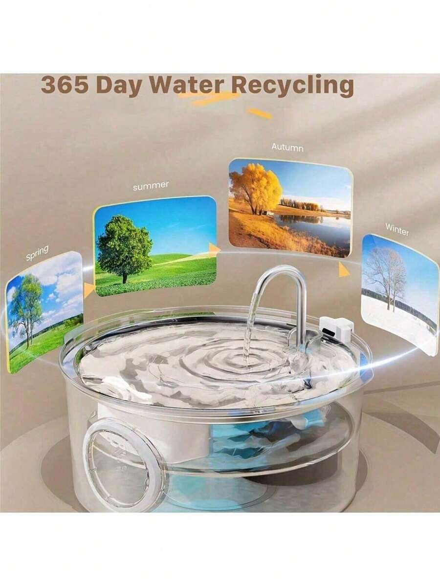 7L 304 stainless steel automatic dog water dispenser with viewing window and USB power connection