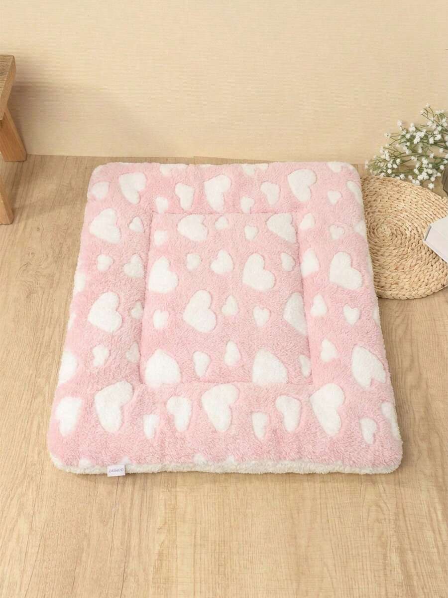 Thickened grey pet bed mat with pink star pattern designed for small and medium cats and dogs