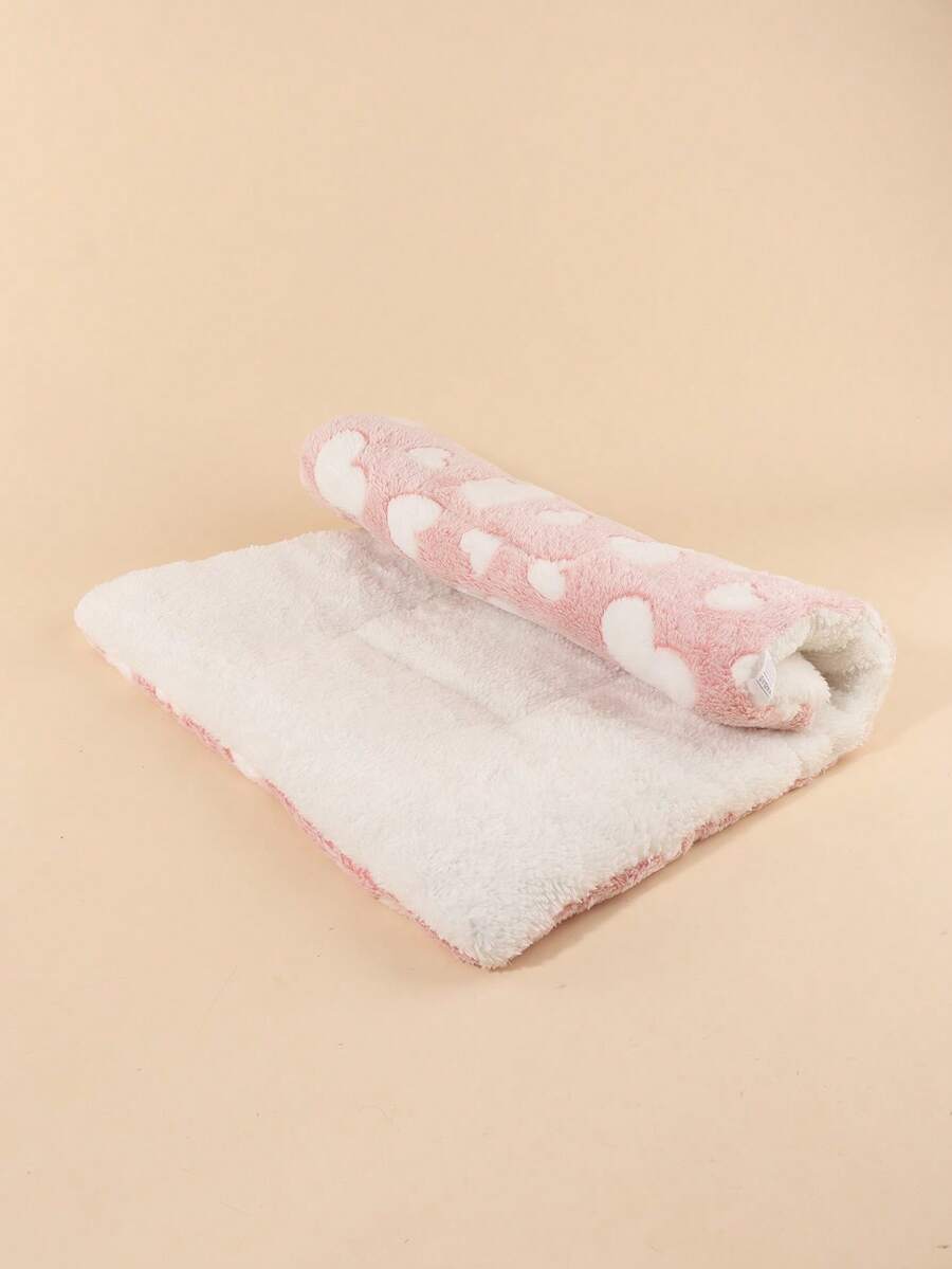 Thickened grey pet bed mat with pink star pattern designed for small and medium cats and dogs