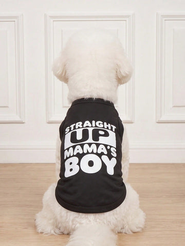 1pc "Mama's Boy" Slogan Graphic Pet Vest, Flea Repellent, Anti-Shedding, Insulation, Breathable For Small/Medium Dogs & Cats, Indoor/Outdoor Use