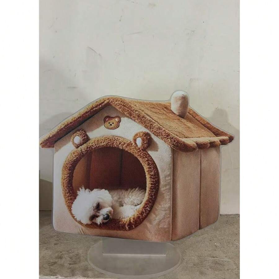 2D flat acrylic simulation cat house craft decor ornament featuring printed cat tent design made of PMMA material.