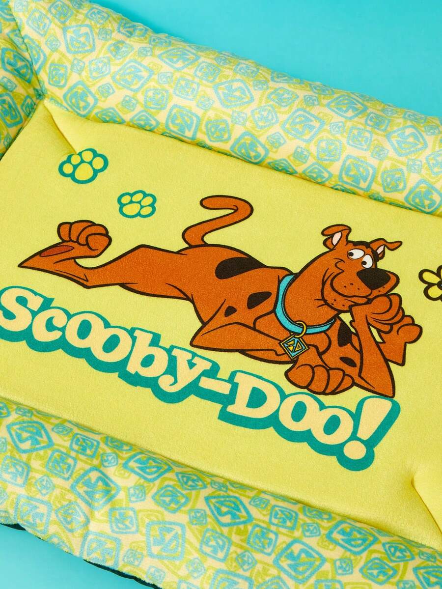 Multicolor memory foam pet bed with brown puppy flower print made of 100% polyester fabric for cats and dogs