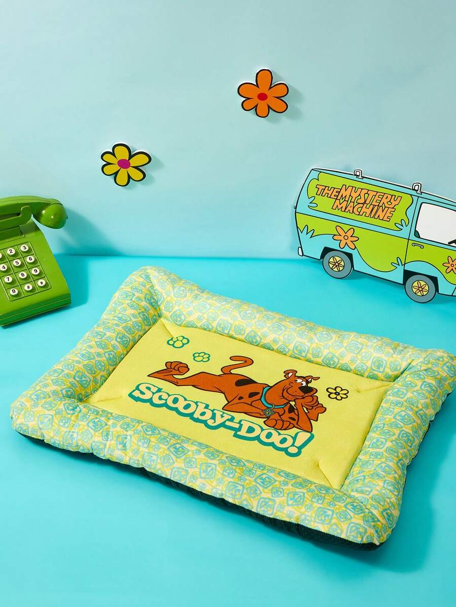 Multicolor memory foam pet bed with brown puppy flower print made of 100% polyester fabric for cats and dogs
