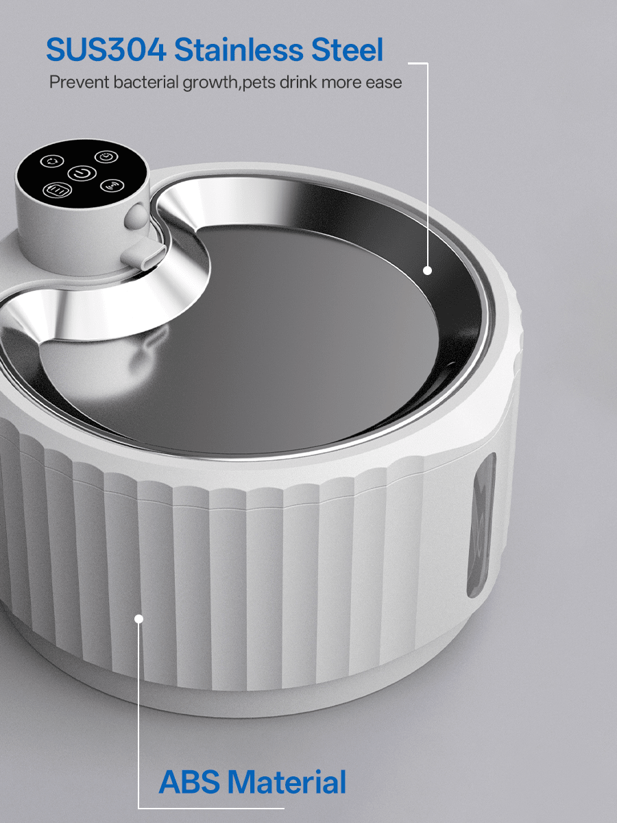 White rechargeable automatic cat water dispenser pet bowl with smart sensor and 2.8L capacity