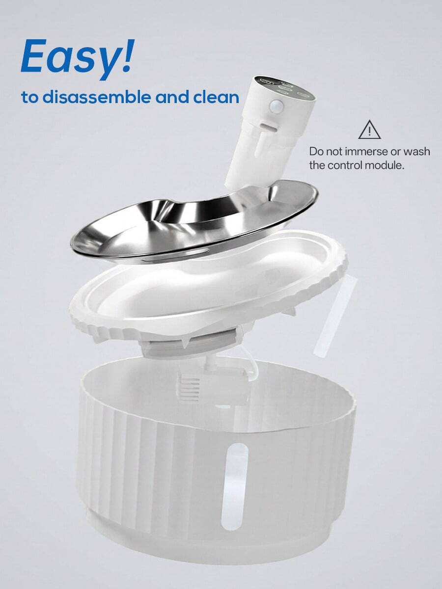 White rechargeable automatic cat water dispenser pet bowl with smart sensor and 2.8L capacity