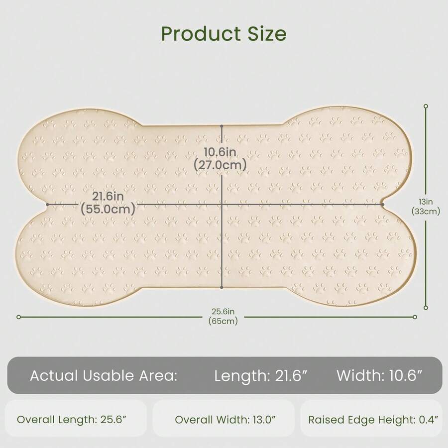 Multicolor bone-shaped silicone pet feeding mat with high spill-proof edge for cat and dog food and water bowls.