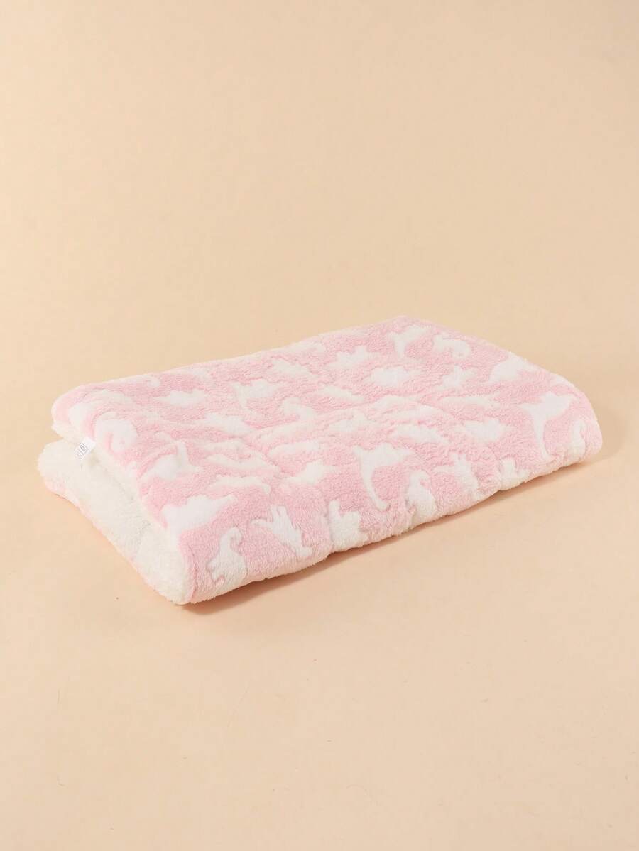 Thickened grey pet bed mat with pink star pattern designed for small and medium cats and dogs