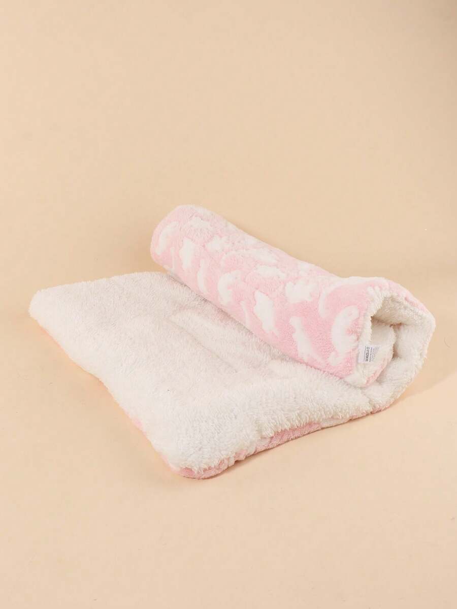 Thickened grey pet bed mat with pink star pattern designed for small and medium cats and dogs