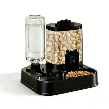 Black silicone automatic water dispenser with drinking bowl for cats and dogs