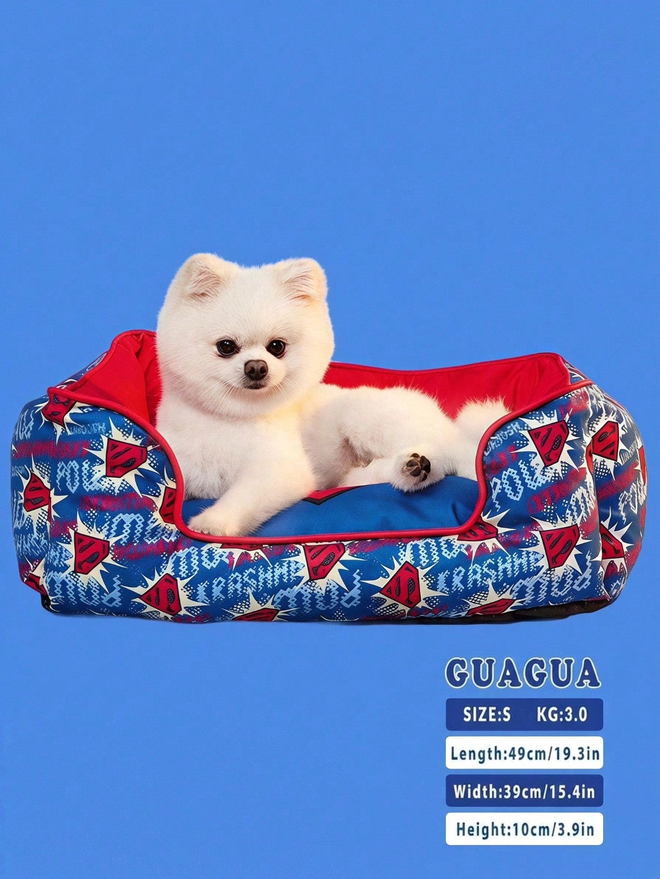 Multicolor pet bed mat with big eyes girl cartoon pattern for cats and dogs featuring a non-slip bottom and washable fabric cover.