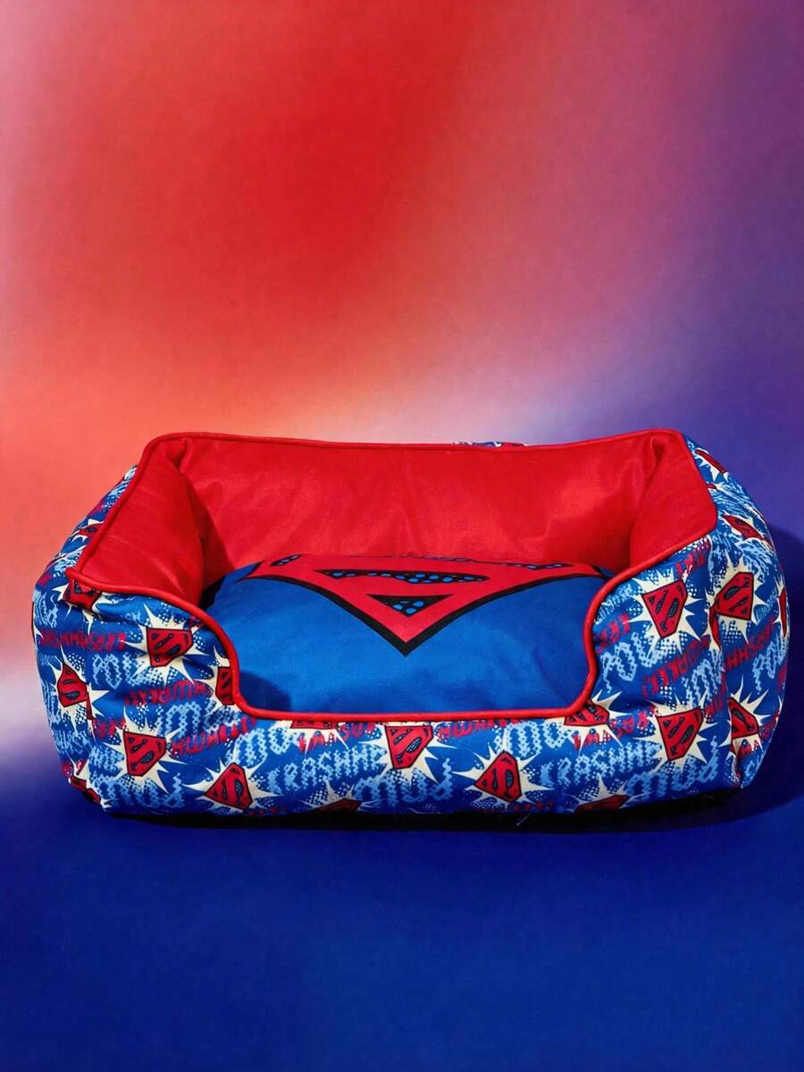 Multicolor pet bed mat with big eyes girl cartoon pattern for cats and dogs featuring a non-slip bottom and washable fabric cover.