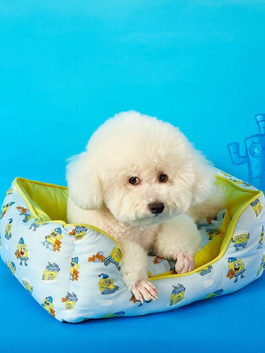 Yellow SpongeBob SquarePants memory foam pet nest bed for cats and dogs