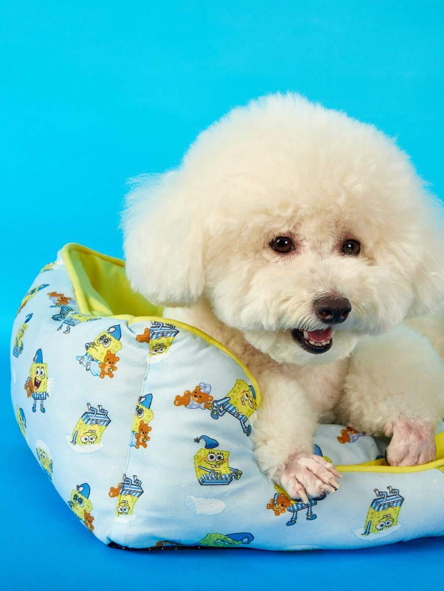 Yellow SpongeBob SquarePants memory foam pet nest bed for cats and dogs