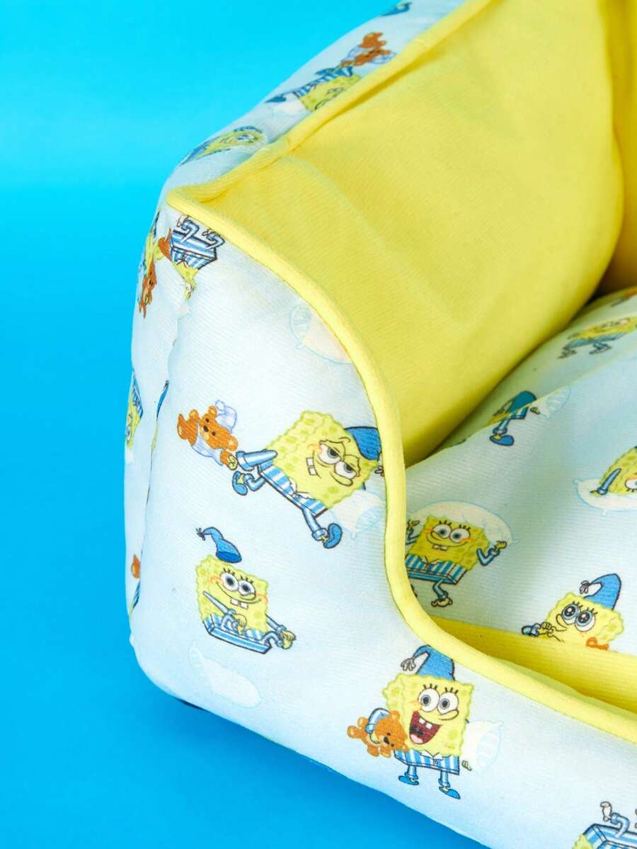 Yellow SpongeBob SquarePants memory foam pet nest bed for cats and dogs