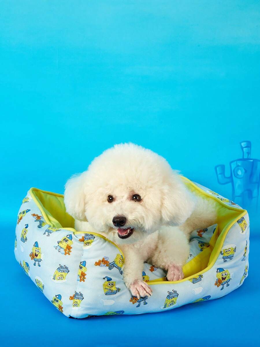Yellow SpongeBob SquarePants memory foam pet nest bed for cats and dogs